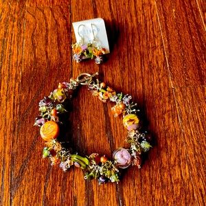 Beautiful beaded bracelet and earring set